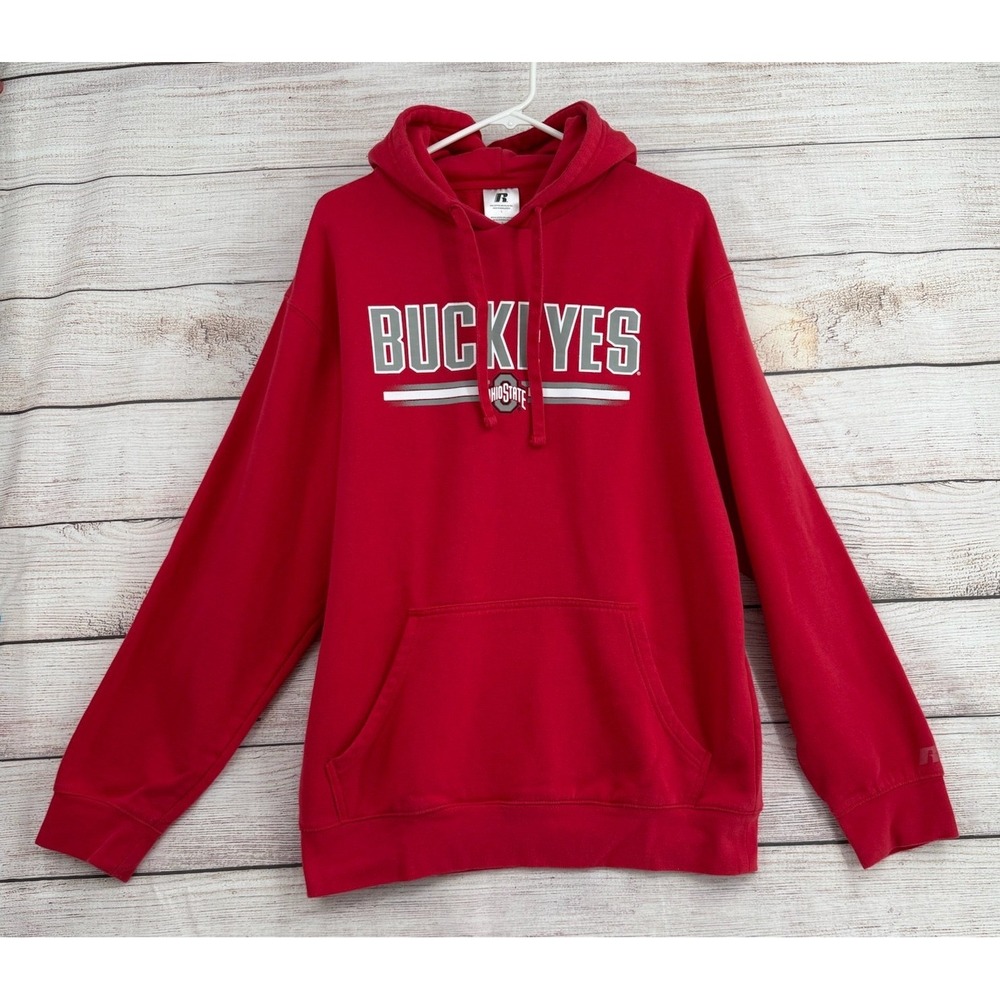 Russell Athletic Hoodie Mens L Red Ohio State Buckeyes NCAA Pullover Sweatshirt